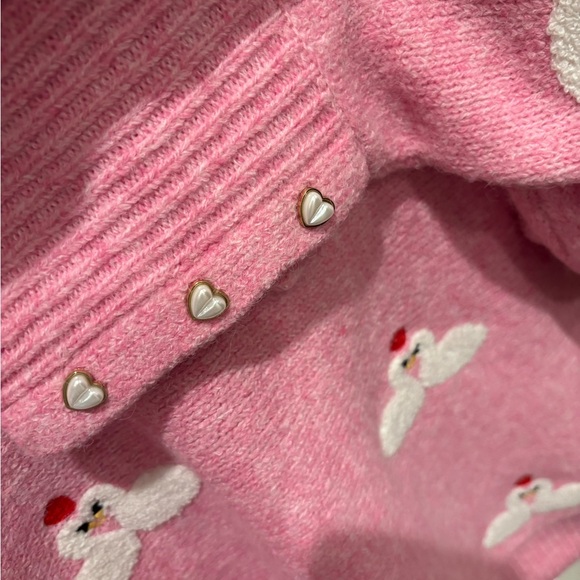 NWT Cupcakes & Cashmere Pink Swan Embroidered Sweater - S - Picture 8 of 8